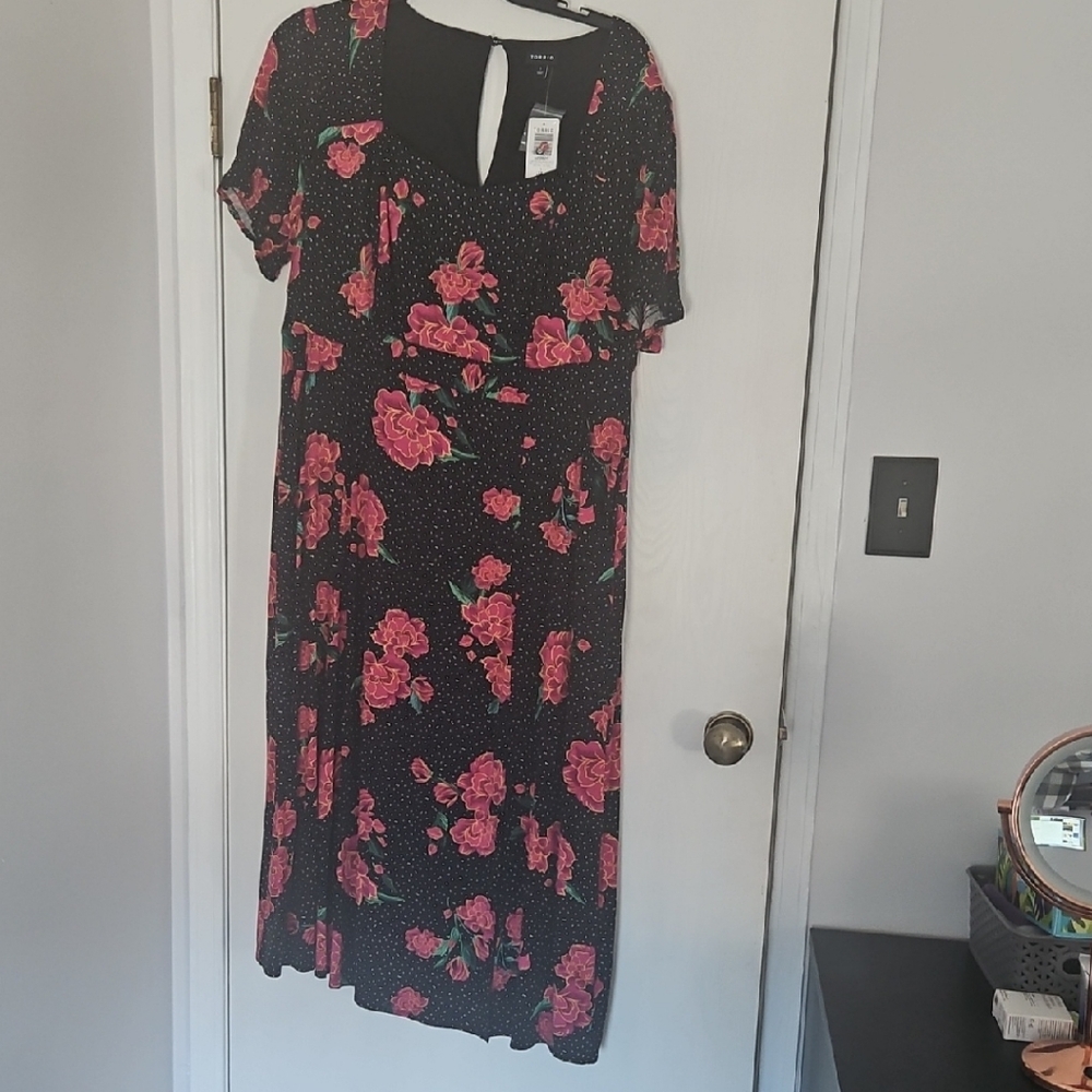 torrid Black Maxi Dress with Pink Rose Print